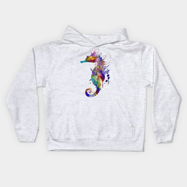 Colorful Seahorse Silhouette Kids Hoodie by Marian Voicu